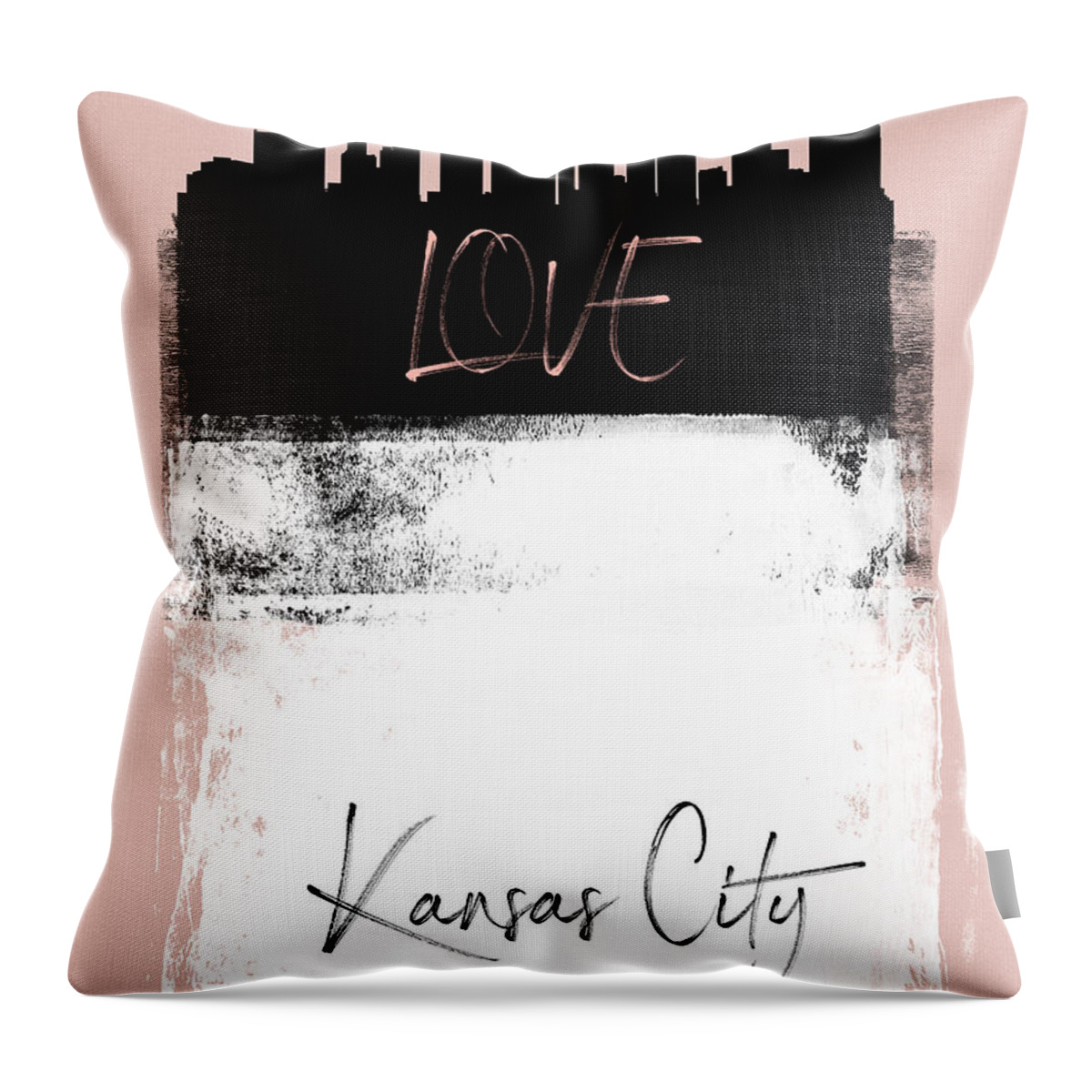 Kansas City Throw Pillow featuring the mixed media Love Kansas City by Naxart Studio