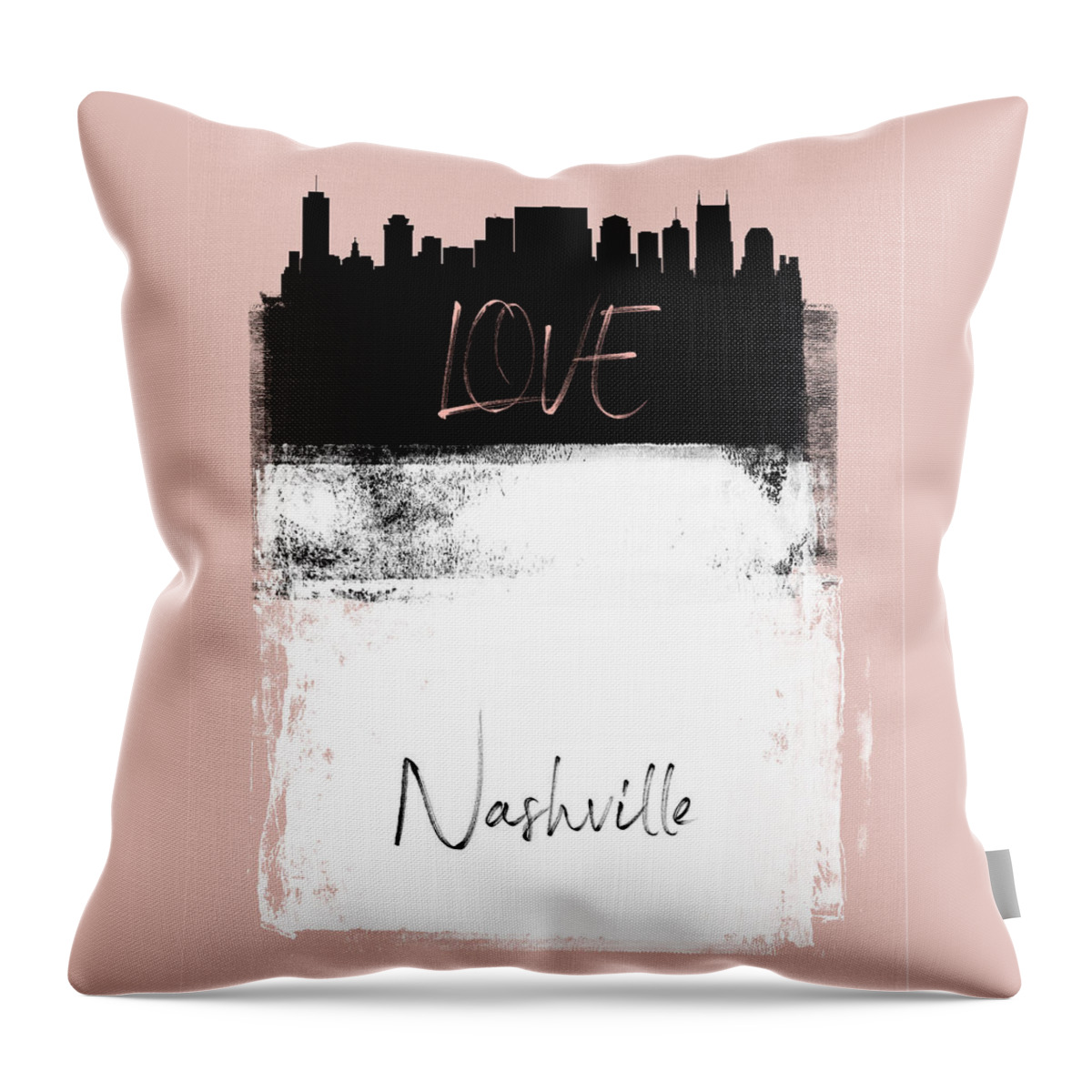 Nashville Throw Pillow featuring the mixed media Love Nashville by Naxart Studio