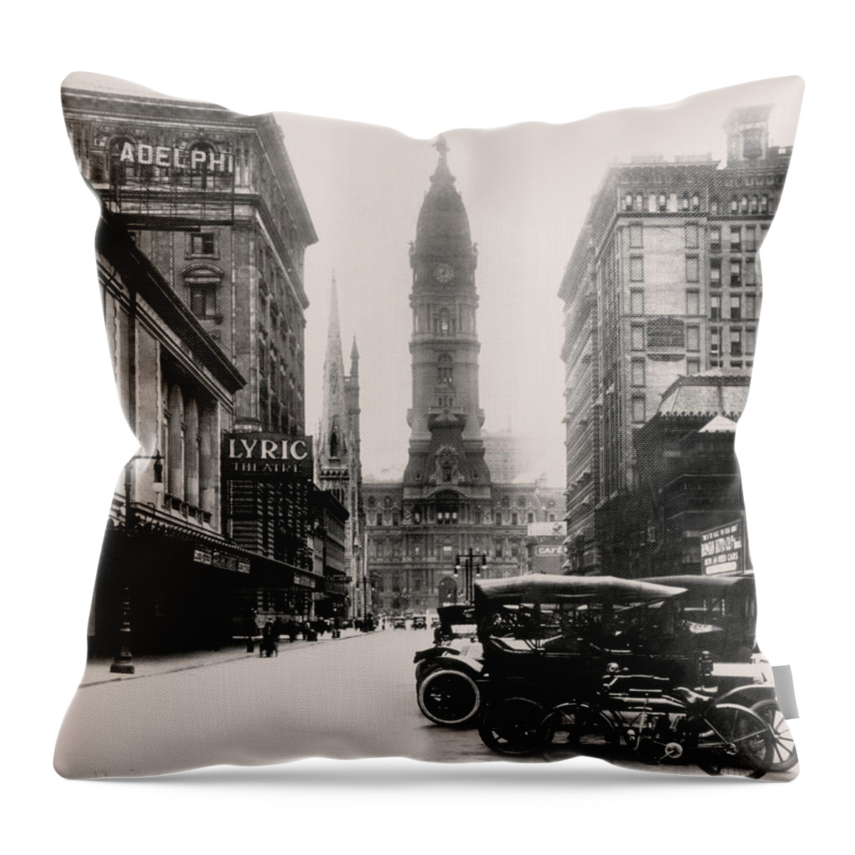  Throw Pillow featuring the photograph Lyric theatre by Irvin R Glazer