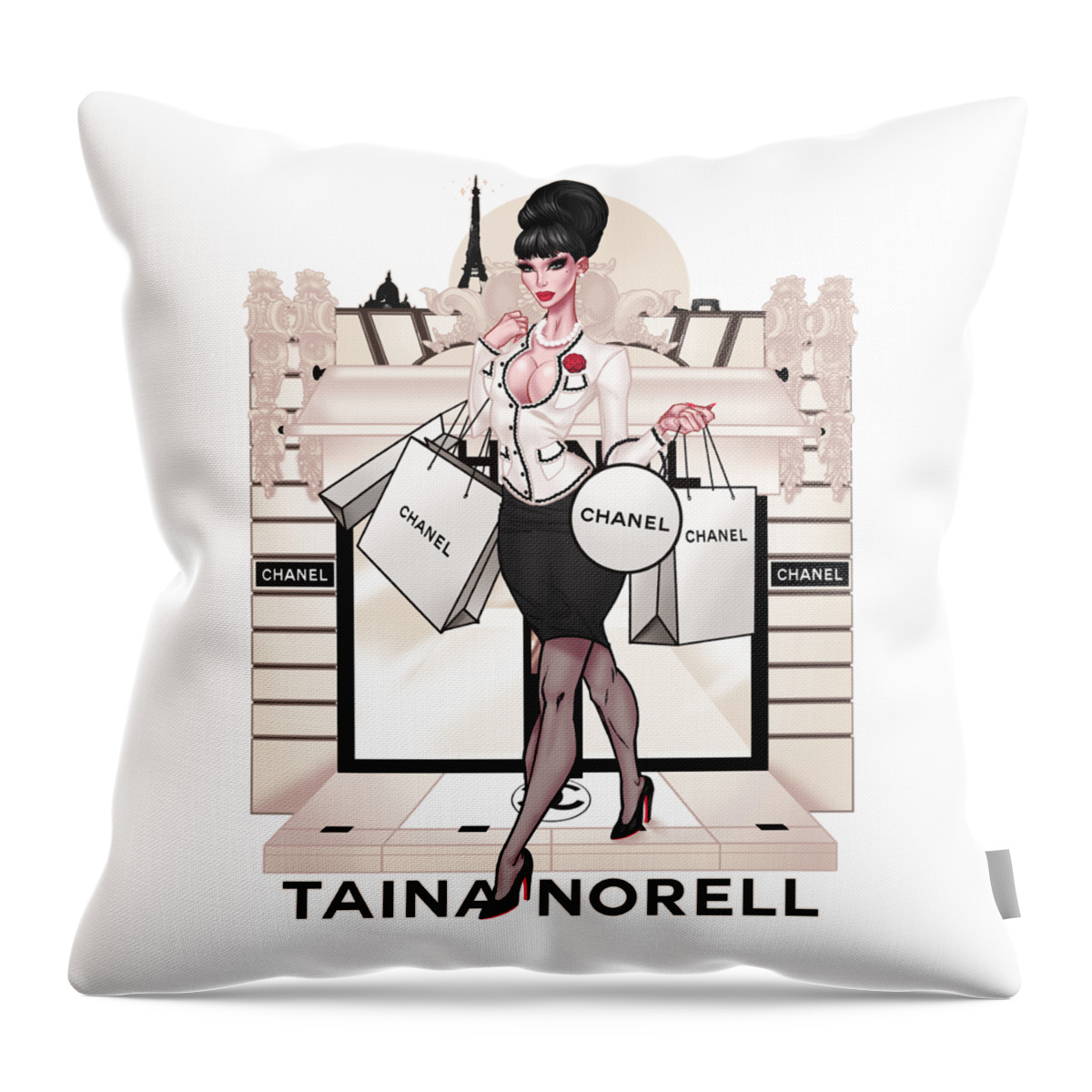 Magical Moments In Paris Pretty Woman Throw Pillow by Taina Norell - Pixels