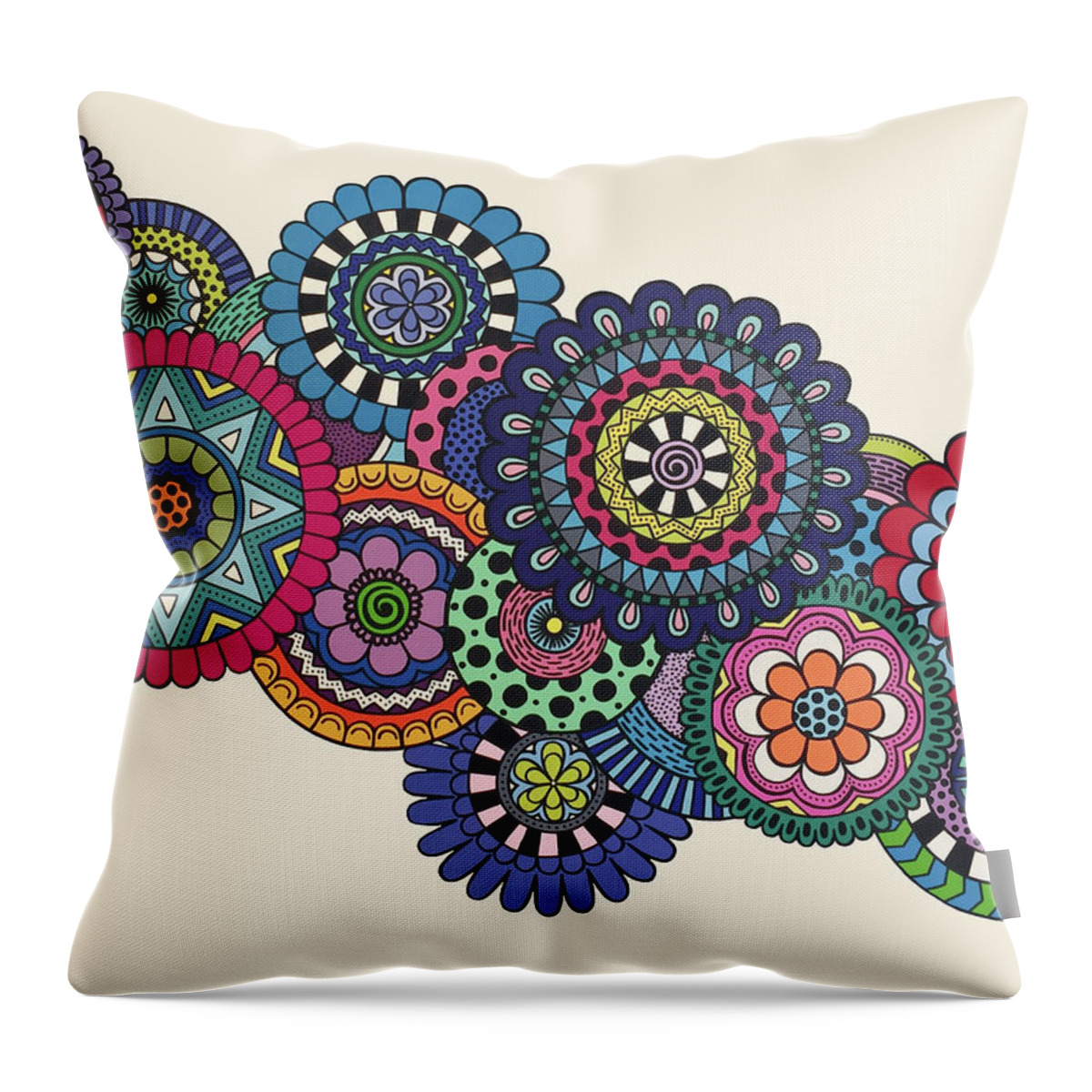 Mandala Throw Pillow featuring the painting Mandalas on Ivory by Beth Ann Scott