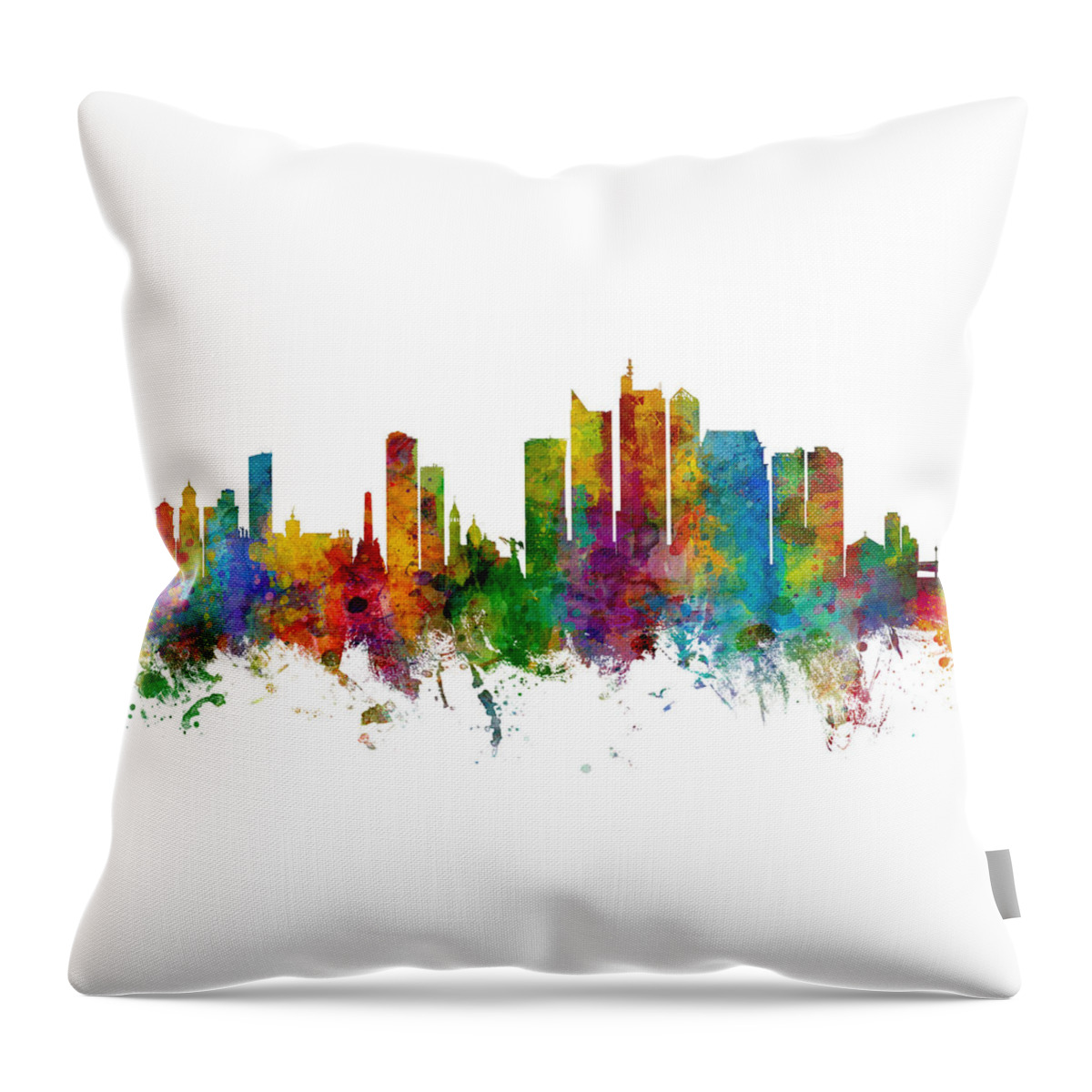 Manila Throw Pillow featuring the digital art Manila Philippines Skyline by Michael Tompsett