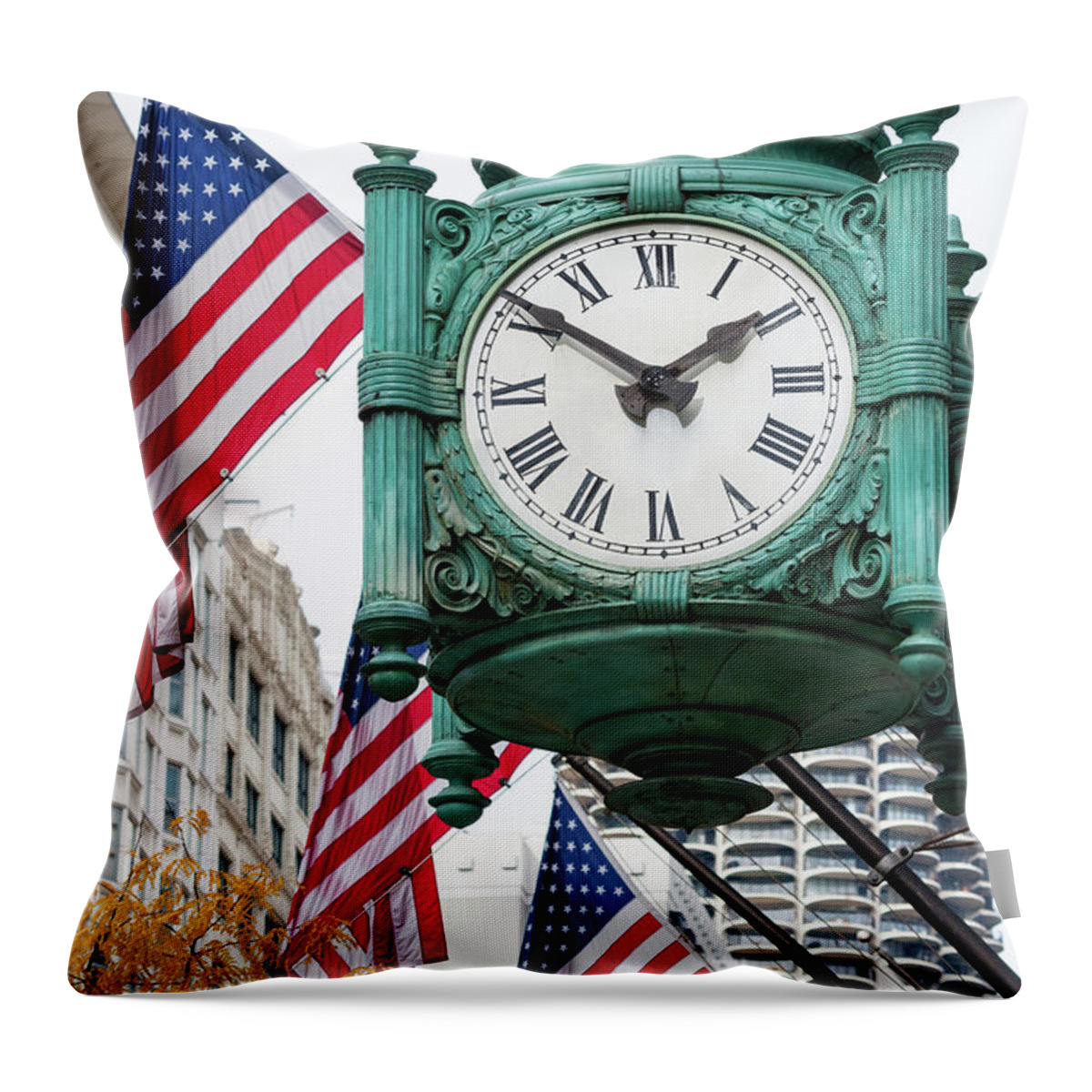 Marshall Field's Great Clock Throw Pillow featuring the photograph Marshall Field's Great Clock by Patty Colabuono