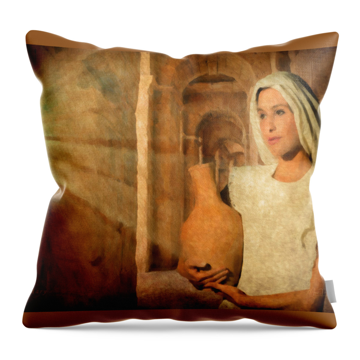 Mary Throw Pillow featuring the digital art Mary by Mark Allen