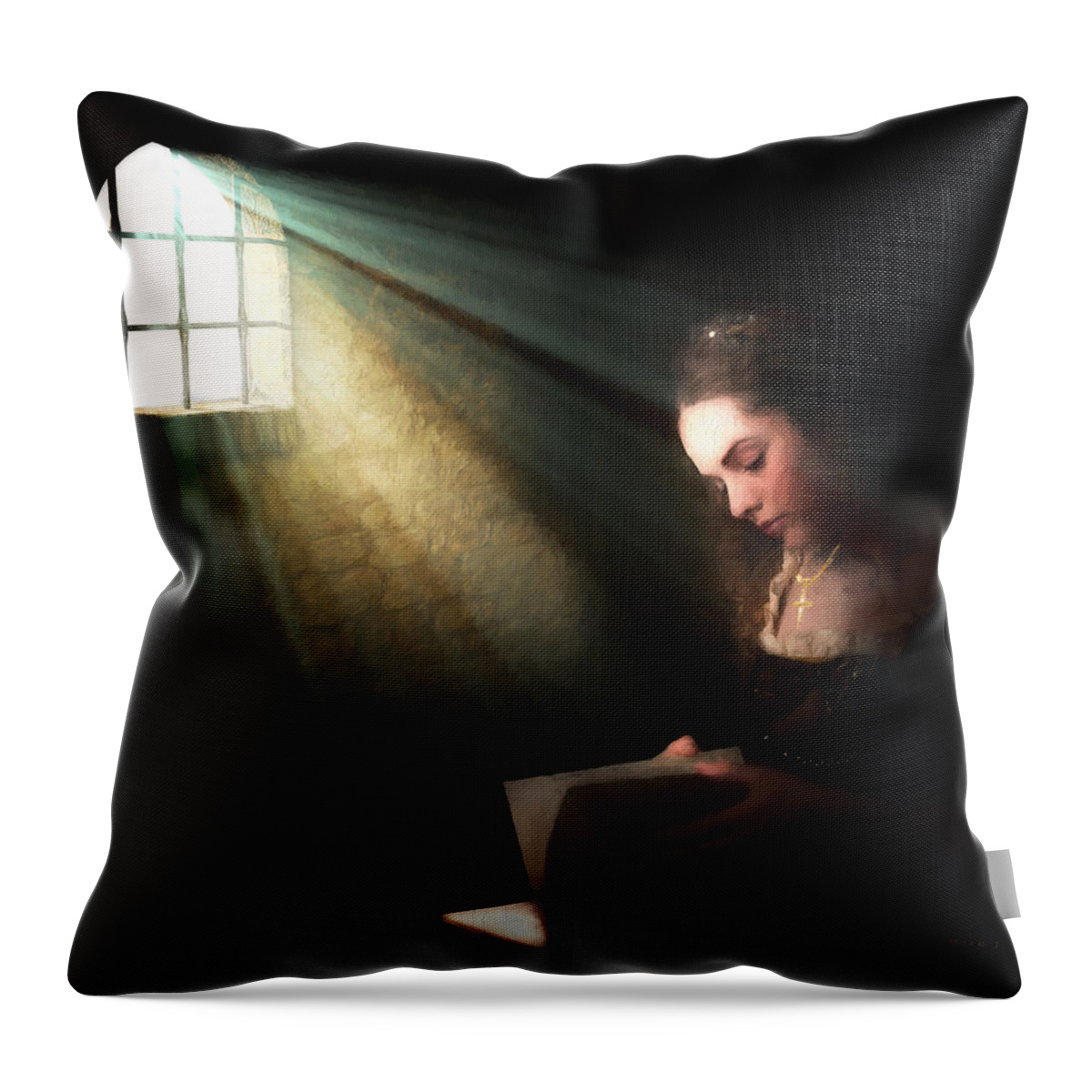 Monarch Throw Pillow featuring the digital art Mary, Queen Of Scots by Mark Allen