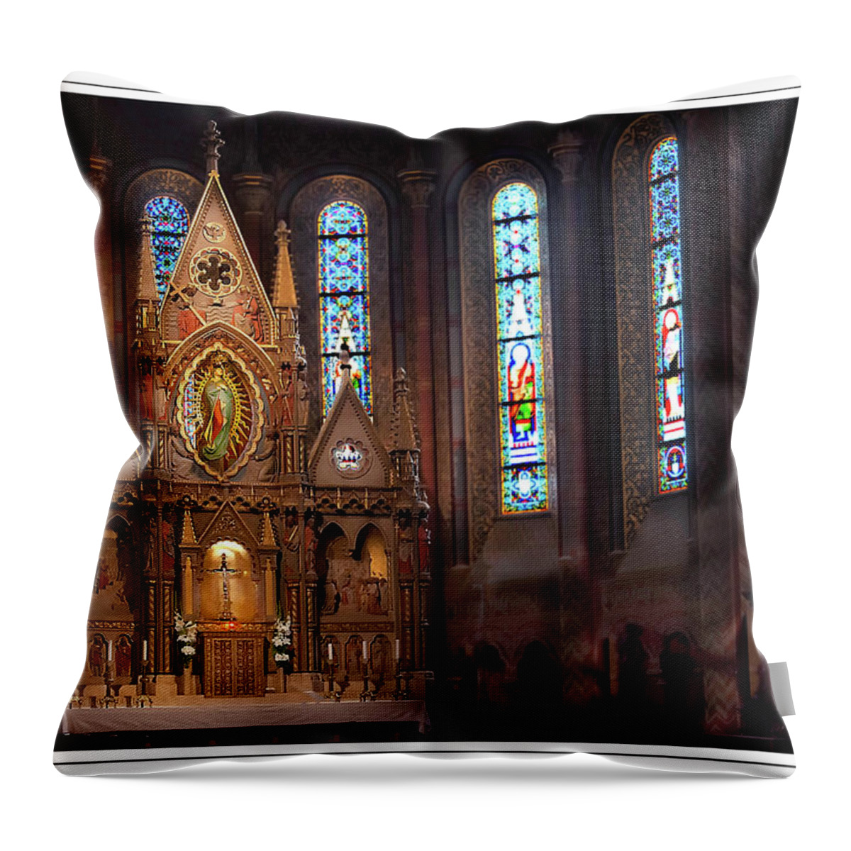 Altar Throw Pillow featuring the photograph Matyas Church Altar in Budapest by Peggy Dietz