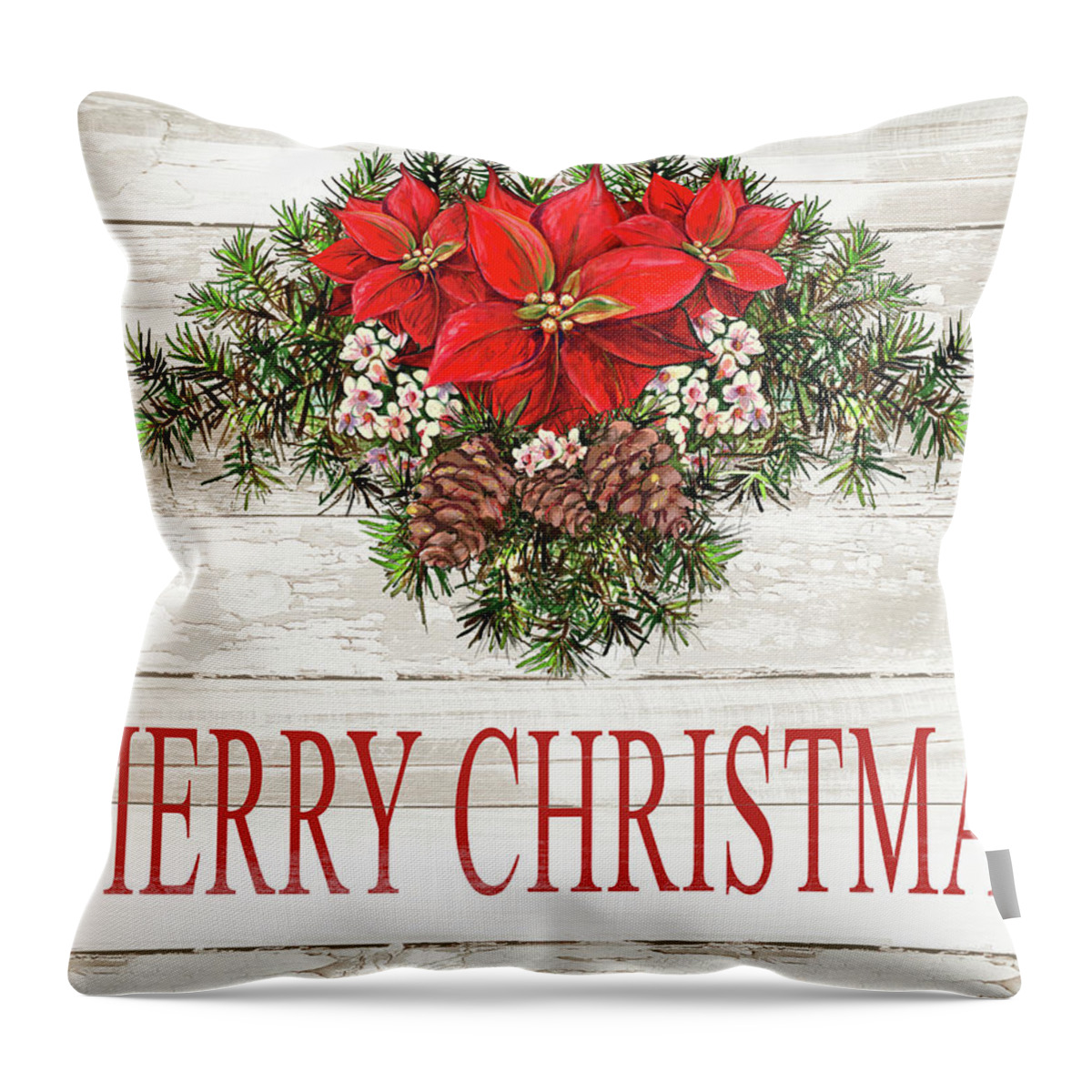Merry Throw Pillow featuring the mixed media Merry Christmas by Diannart
