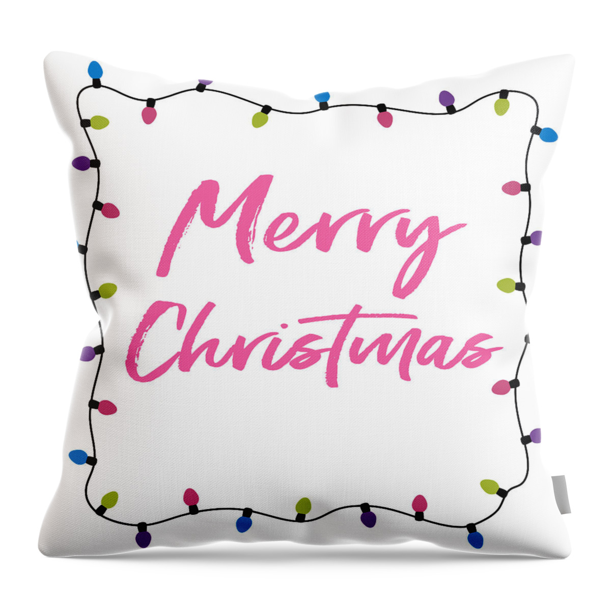 Merry Christmas Throw Pillow featuring the digital art Merry Christmas Lights- Art by Linda Woods by Linda Woods
