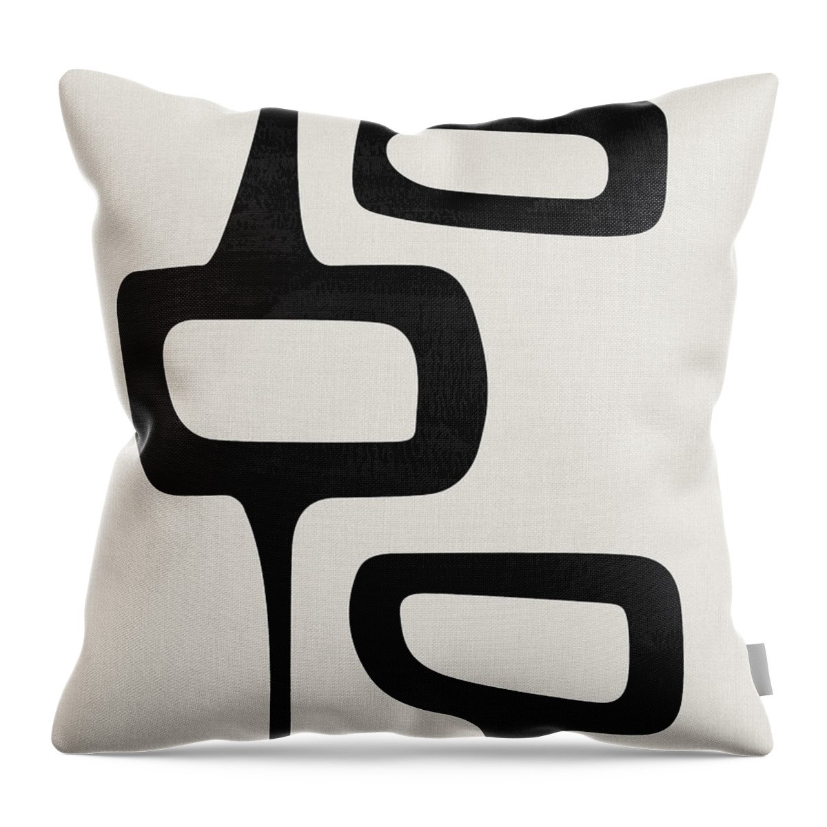 Black And White Throw Pillow featuring the mixed media Mid Century Abstract Shapes V by Naxart Studio
