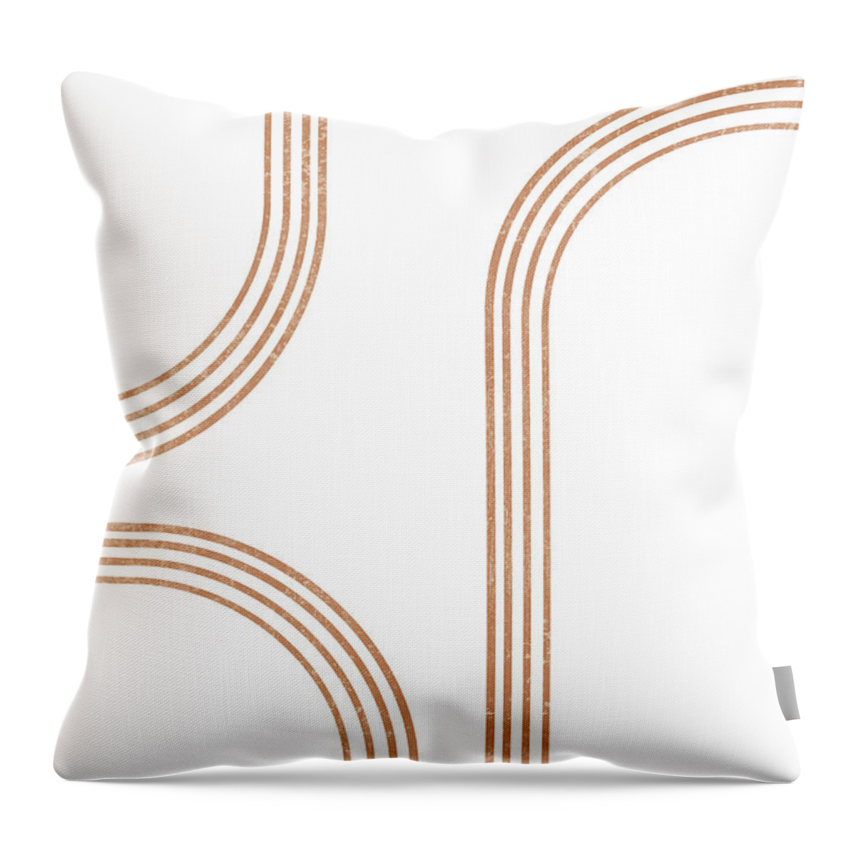 Mid Century Modern Throw Pillow featuring the mixed media Mid Century Modern 1 - Geometrical Abstract - Minimal Print - Terracotta Abstract - Burnt Sienna by Studio Grafiikka