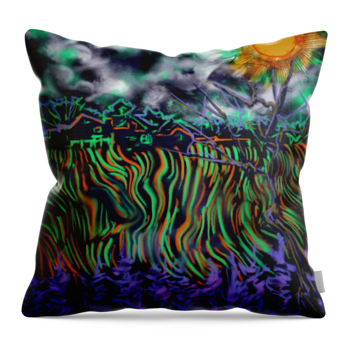 Midnight Sun Throw Pillow featuring the digital art Midnight Sun by Angela Weddle