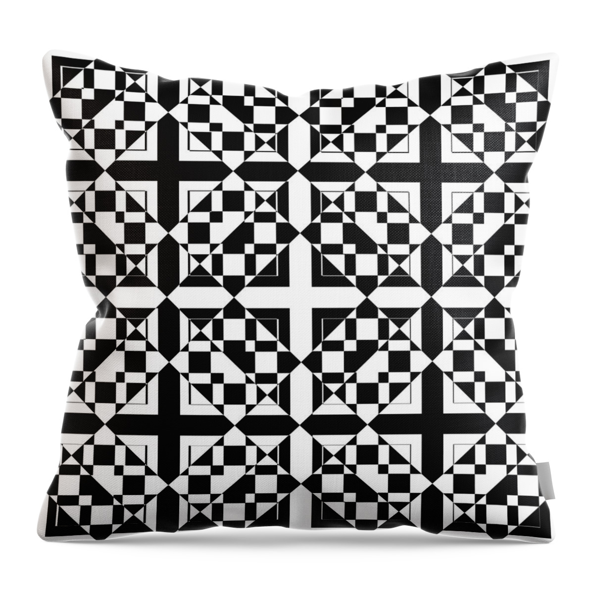 Black & White Throw Pillow featuring the digital art Mind Games 71 se by Mike McGlothlen