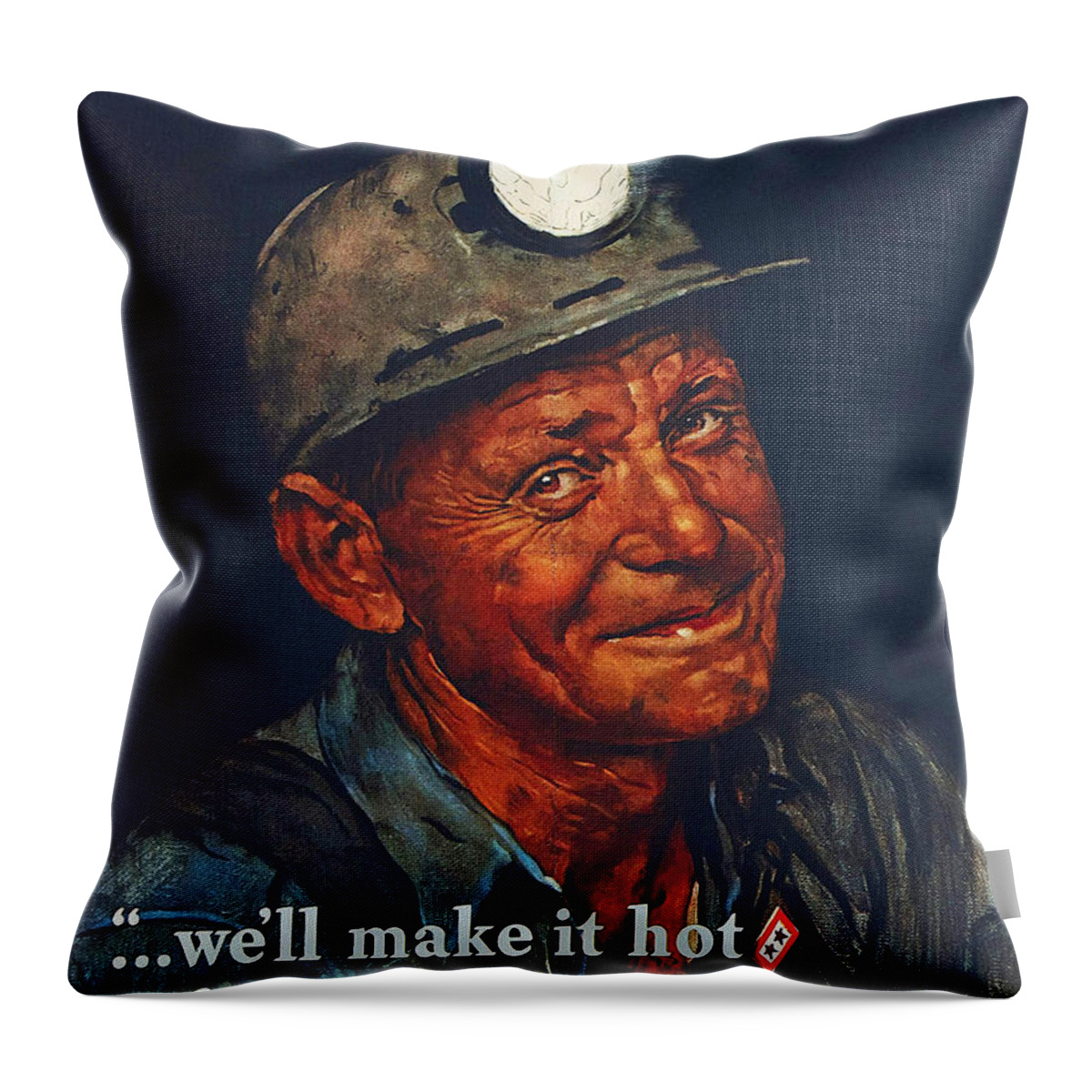 Coal Throw Pillow featuring the painting Mine America's Coal by Norman Rockwell