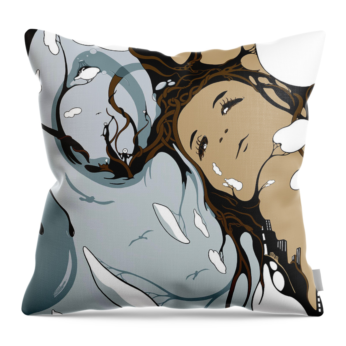 Female Throw Pillow featuring the drawing Miner's Daughter by Craig Tilley