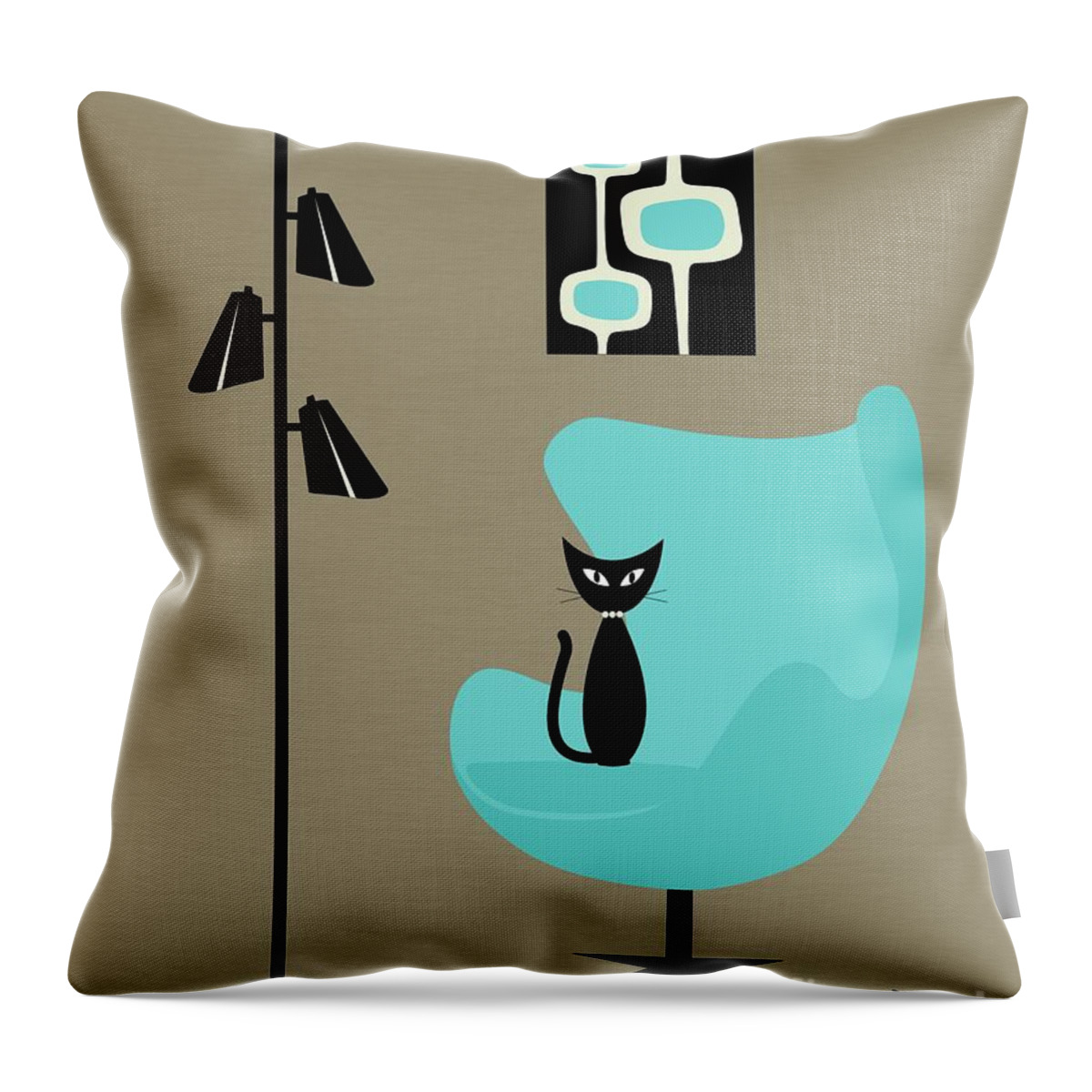  Throw Pillow featuring the digital art Mini Mod Pods in Turquoise by Donna Mibus