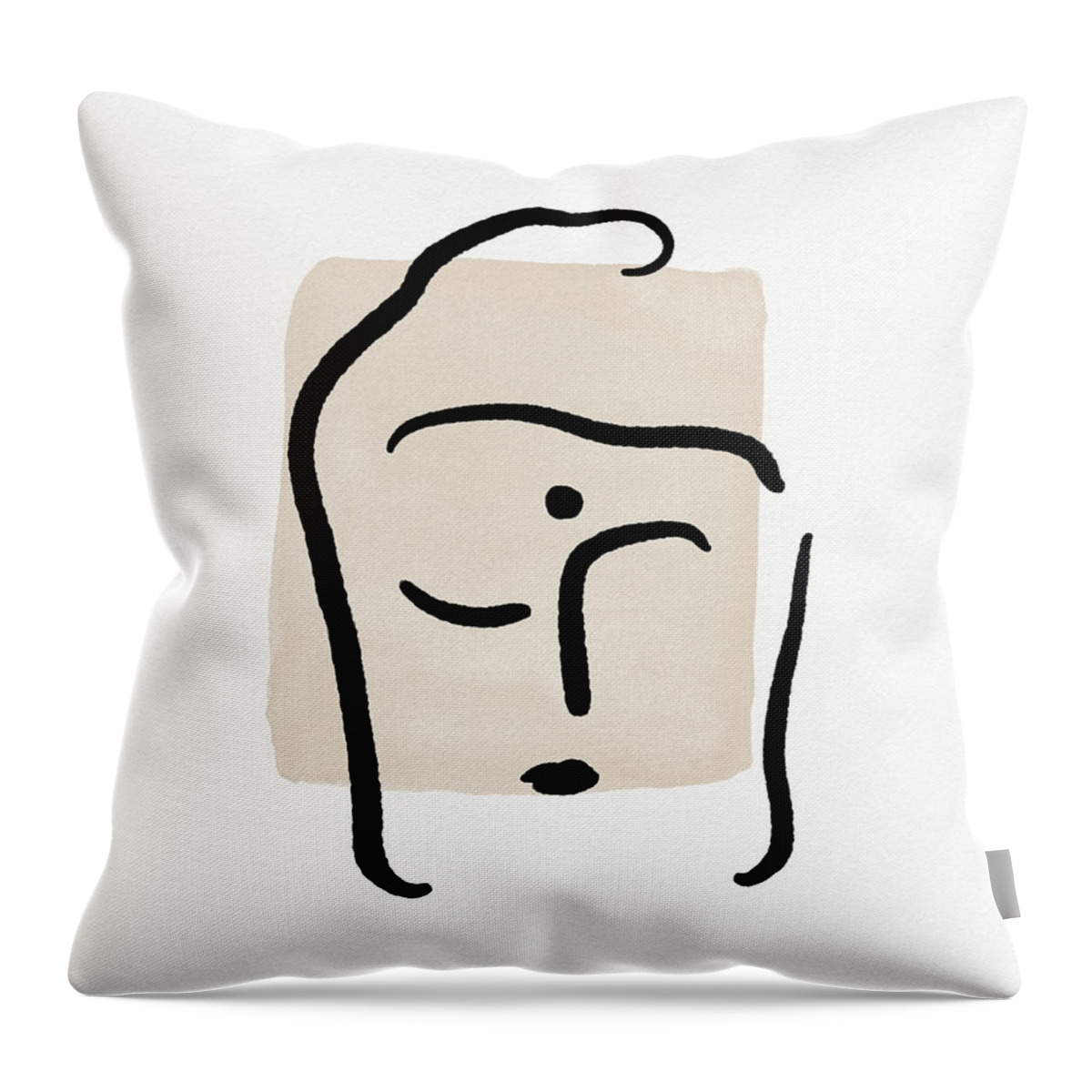 Minimal Throw Pillow featuring the mixed media Minimal Buddha 6- Art by Linda Woods by Linda Woods