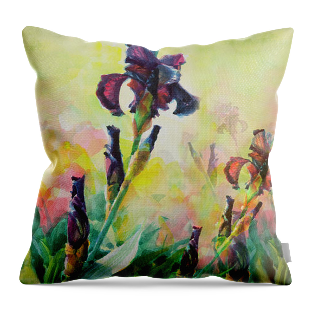 Iris Throw Pillow featuring the digital art Mirrored Purple Iris by Steve Henderson