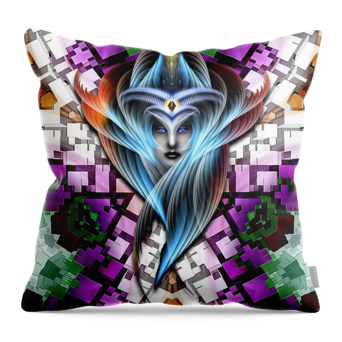 Cuboid Throw Pillow featuring the digital art Mistress Of The Cuboid GCLR-X3M by Rolando Burbon