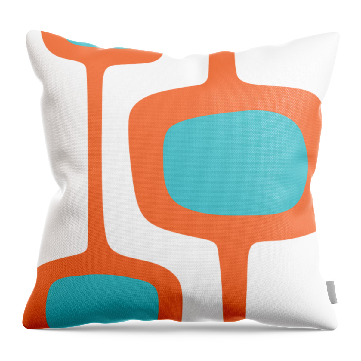  Throw Pillow featuring the digital art Mod Pod Three in Turquoise and Orange by Donna Mibus