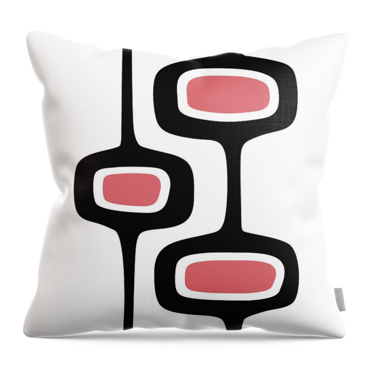 Mid Century Modern Throw Pillow featuring the digital art Mod Pod Two in Pink by Donna Mibus