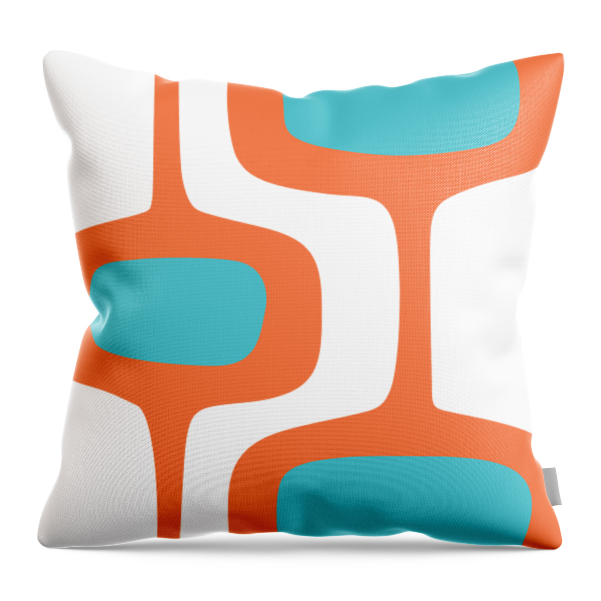  Throw Pillow featuring the digital art Mod Pod Two in Turquoise and Orange by Donna Mibus