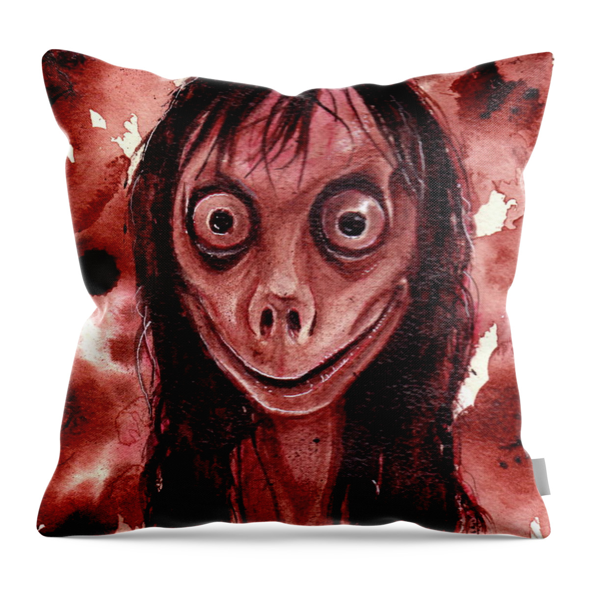 Ryan Almighty Throw Pillow featuring the painting MOMO dry blood by Ryan Almighty