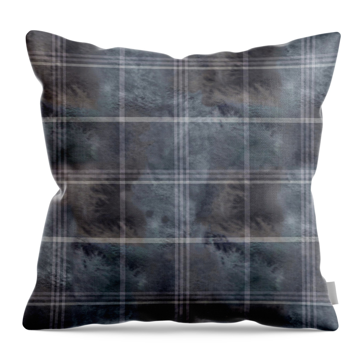 Pattern Throw Pillow featuring the digital art Moody Blue Plaid by Sand And Chi