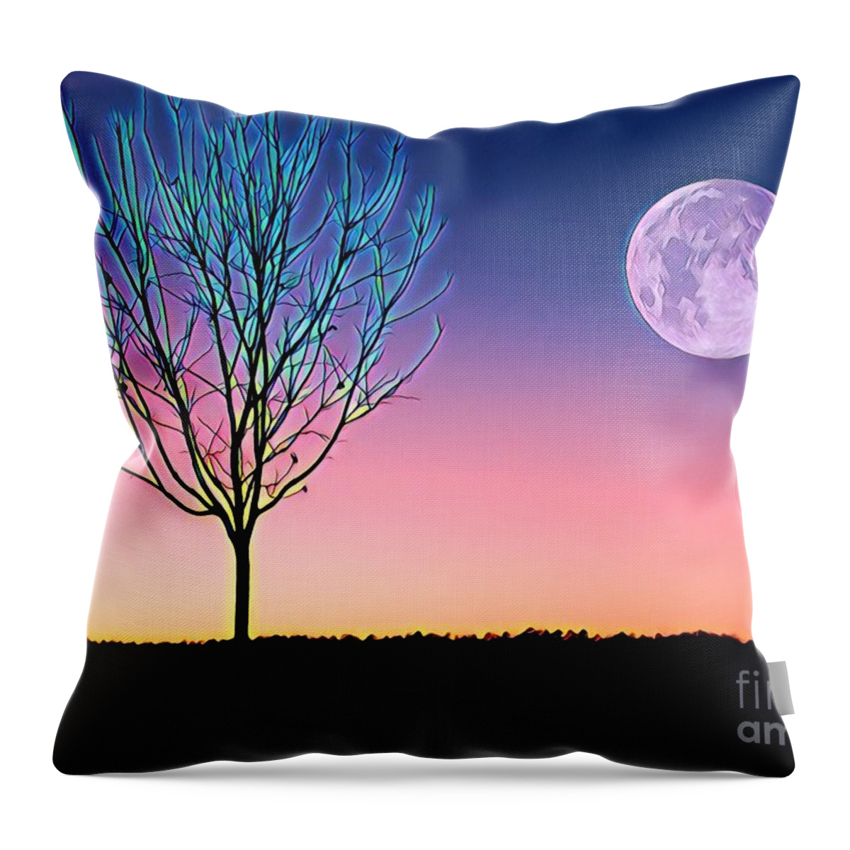 Nature Throw Pillow featuring the painting Moonrise by Denise Railey