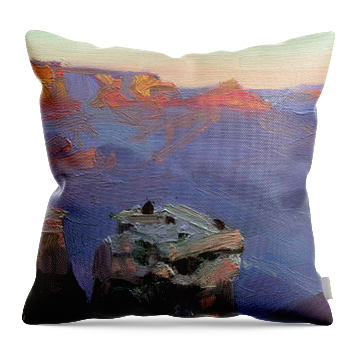 Southwest Throw Pillow featuring the painting Morning Light at the Grand Canyon by Steve Henderson