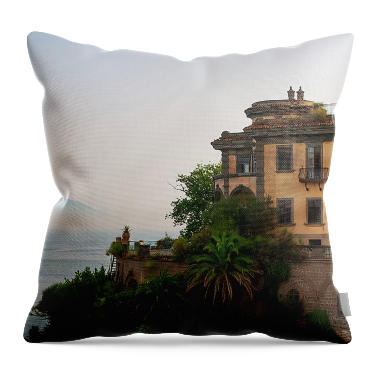 Sorrento Throw Pillow featuring the photograph Mount Vesuvius From Sorrento by Doug Sturgess