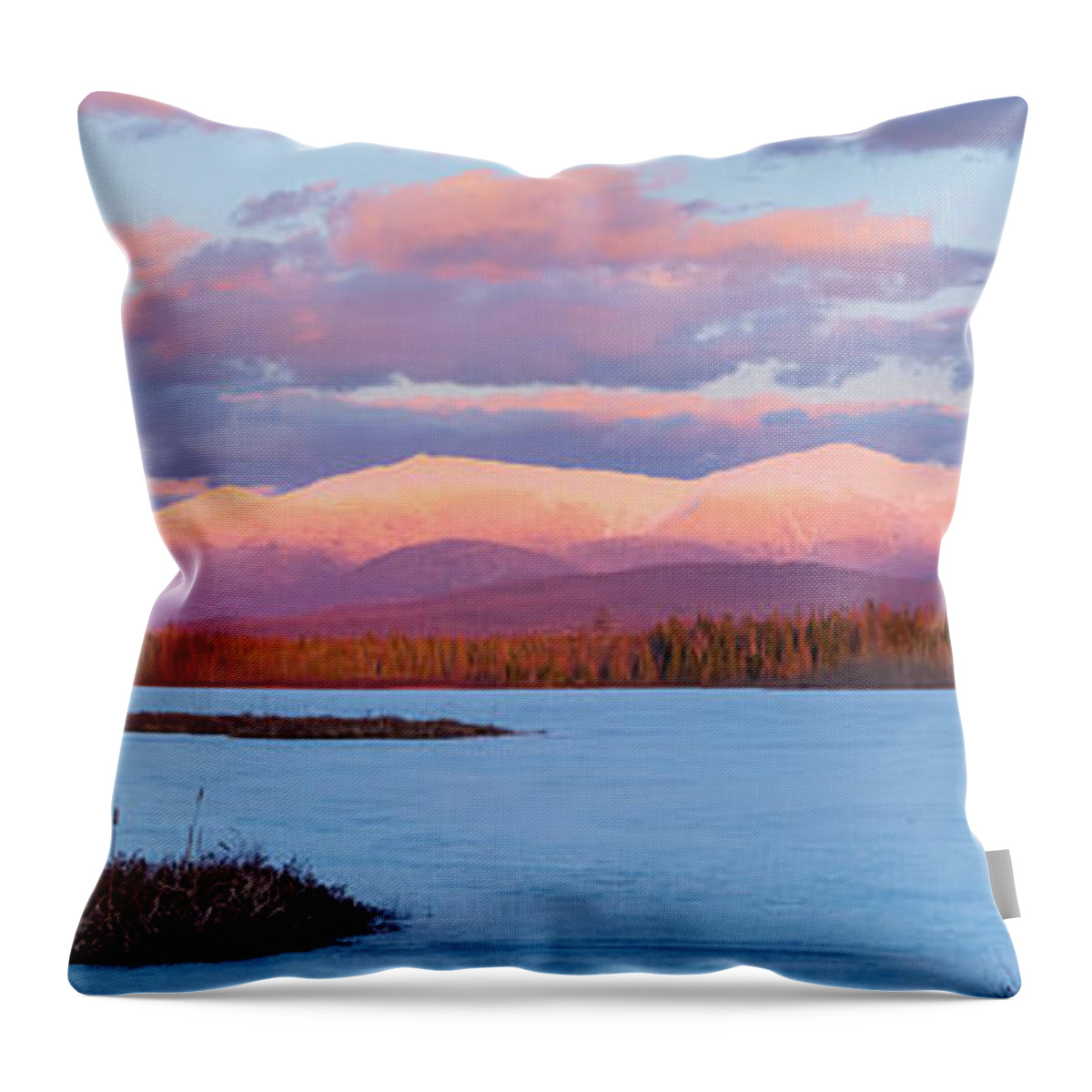 New Hampshire Throw Pillow featuring the photograph Mountain Views Over Cherry Pond by Jeff Sinon
