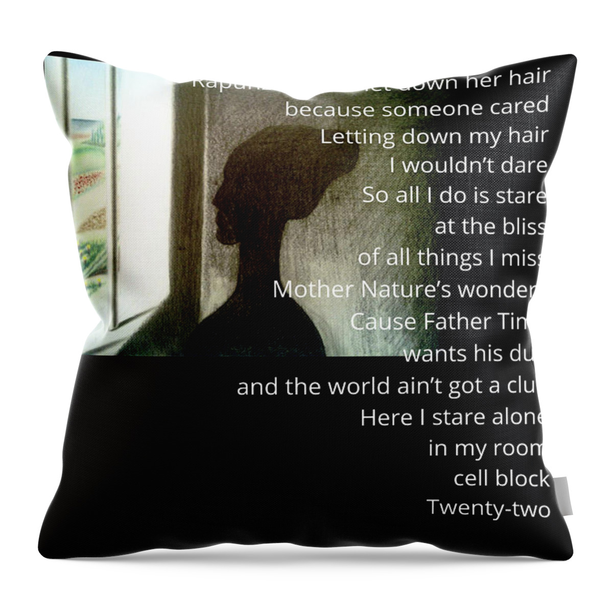 Black Art Throw Pillow featuring the digital art Mprisond Paintoem by Donald C-Note Hooker