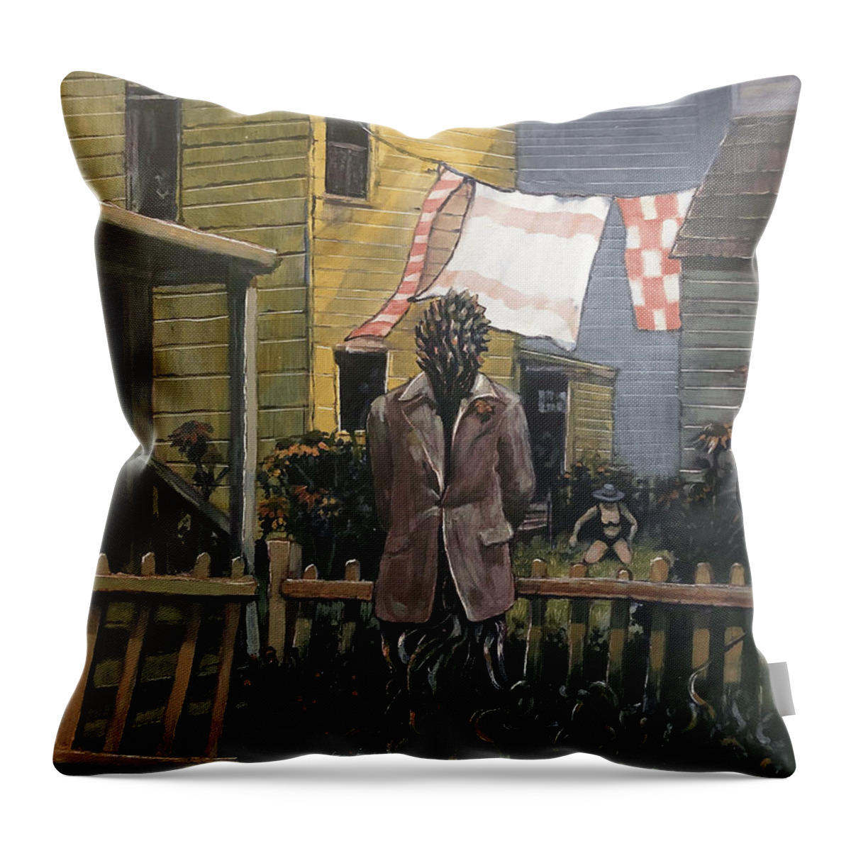 Garden Throw Pillow featuring the painting Mr Pseudoacacia's Neighbor by William Stoneham