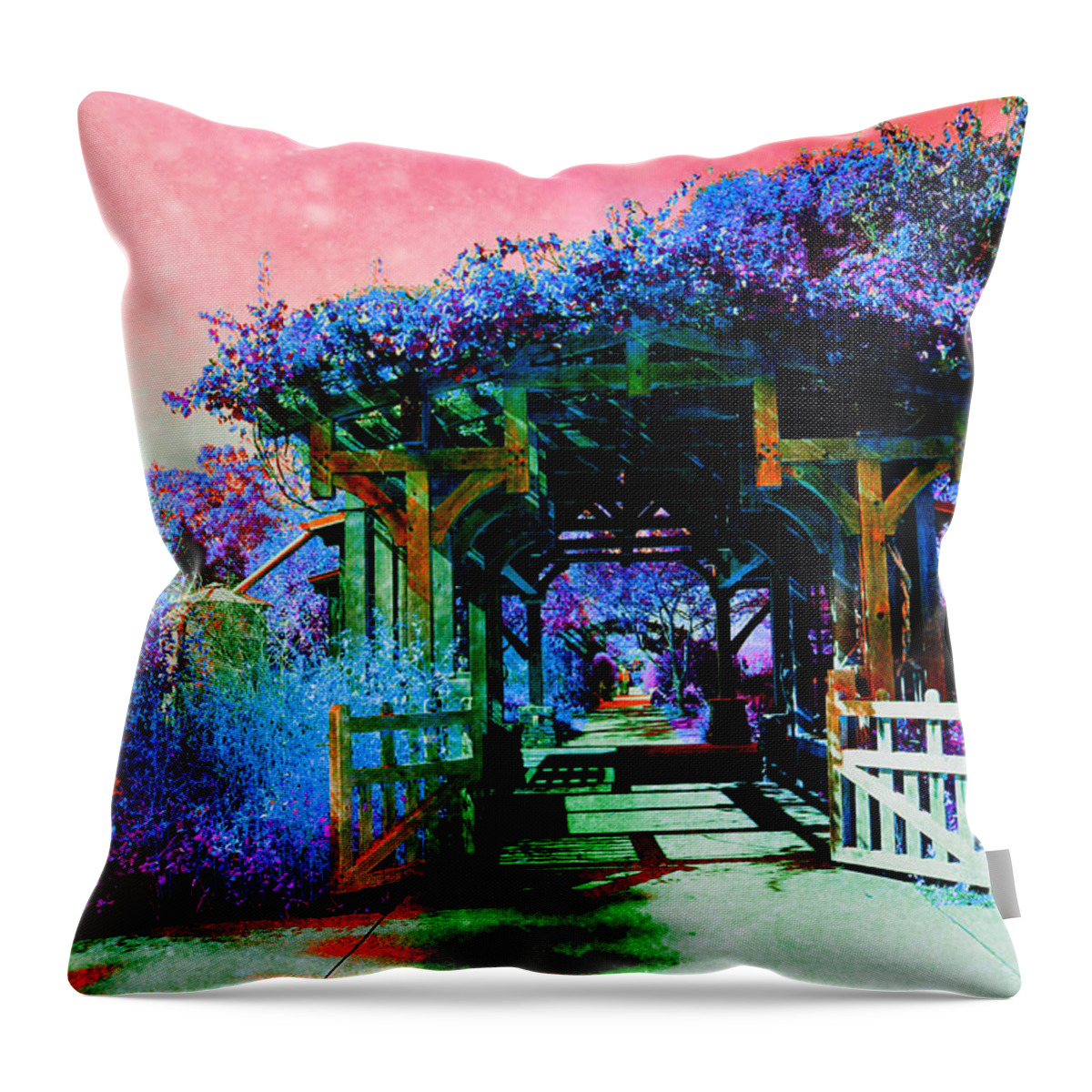 Garden Throw Pillow featuring the mixed media My Fantasy Garden Spot by Stacie Siemsen