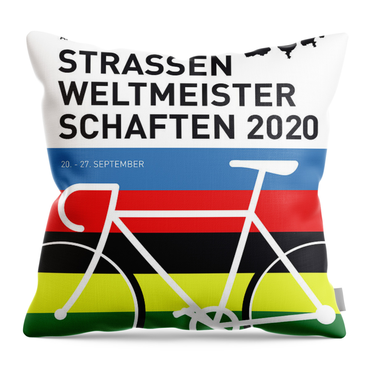 2020 Throw Pillow featuring the digital art My World Championship Pro Cycling Minimal Poster 2020 by Chungkong Art