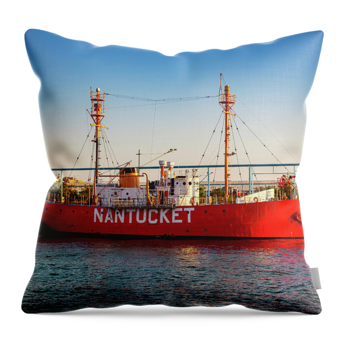 Estock Throw Pillow featuring the digital art Nantucket Lightship In Brooklyn Ny by Lumiere