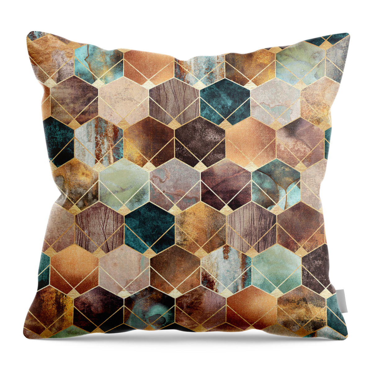 Graphic Throw Pillow featuring the digital art Natural Hexagons And Diamonds by Elisabeth Fredriksson