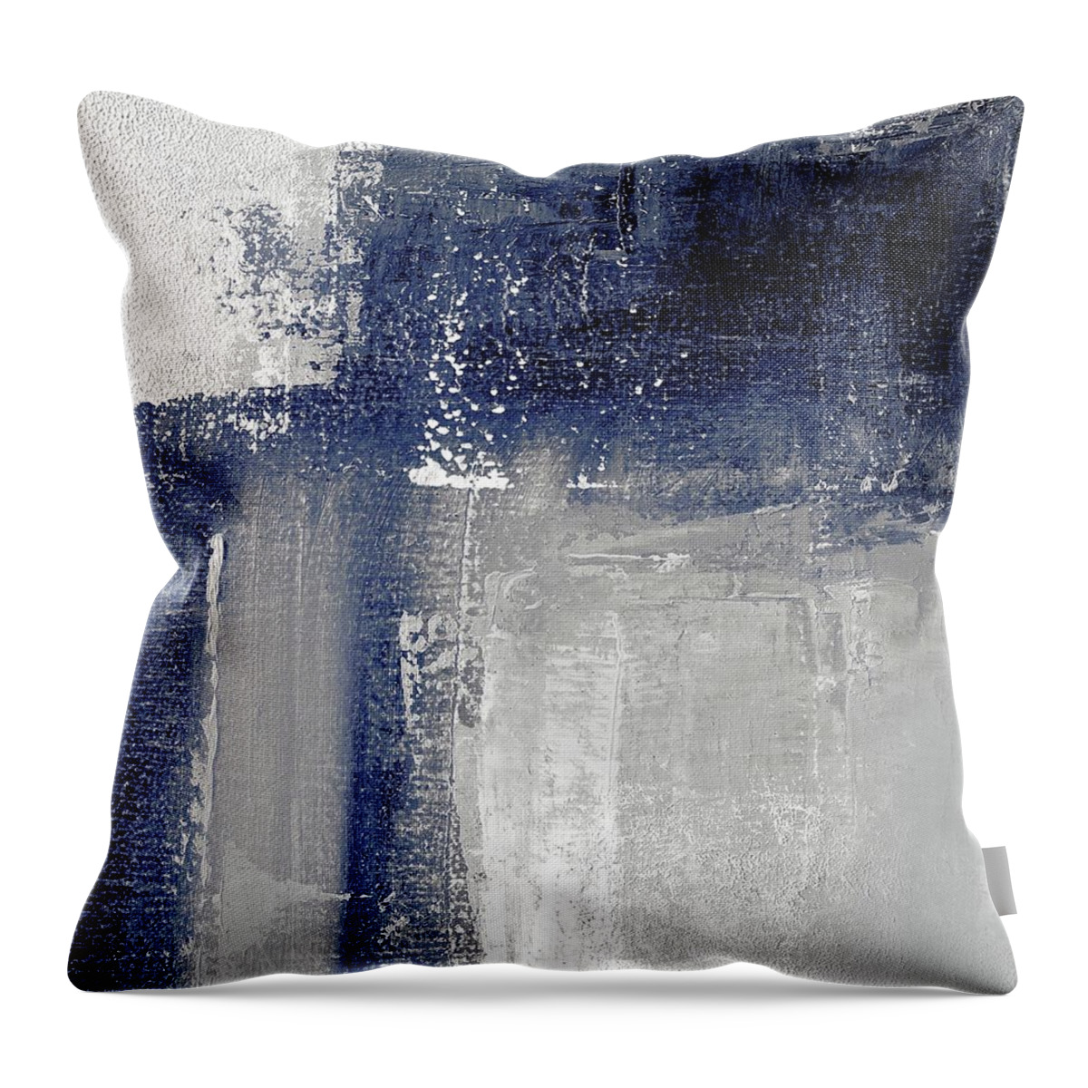 Navy blue and grey abstract Throw Pillow by Vesna Antic - Pixels