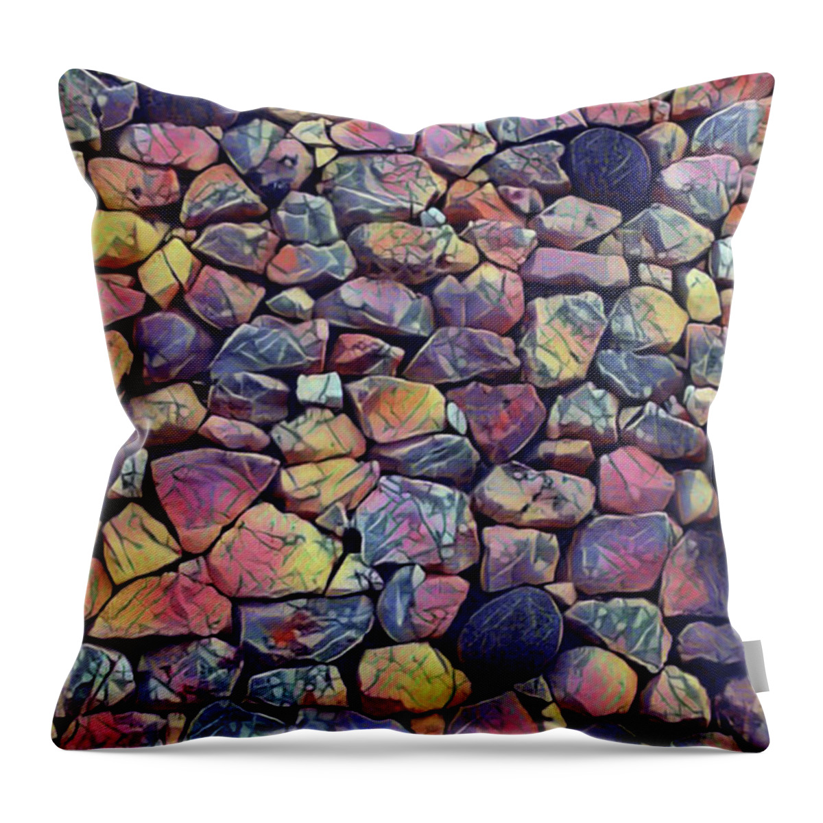 Ireland Throw Pillow featuring the digital art Newgrange Stones by Jackie MacNair