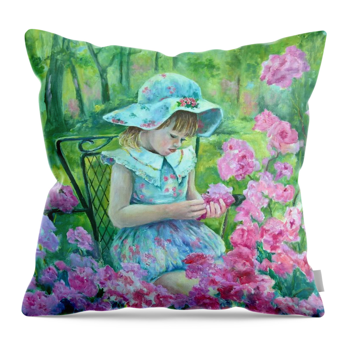 Children Throw Pillow featuring the painting Nicole by ML McCormick