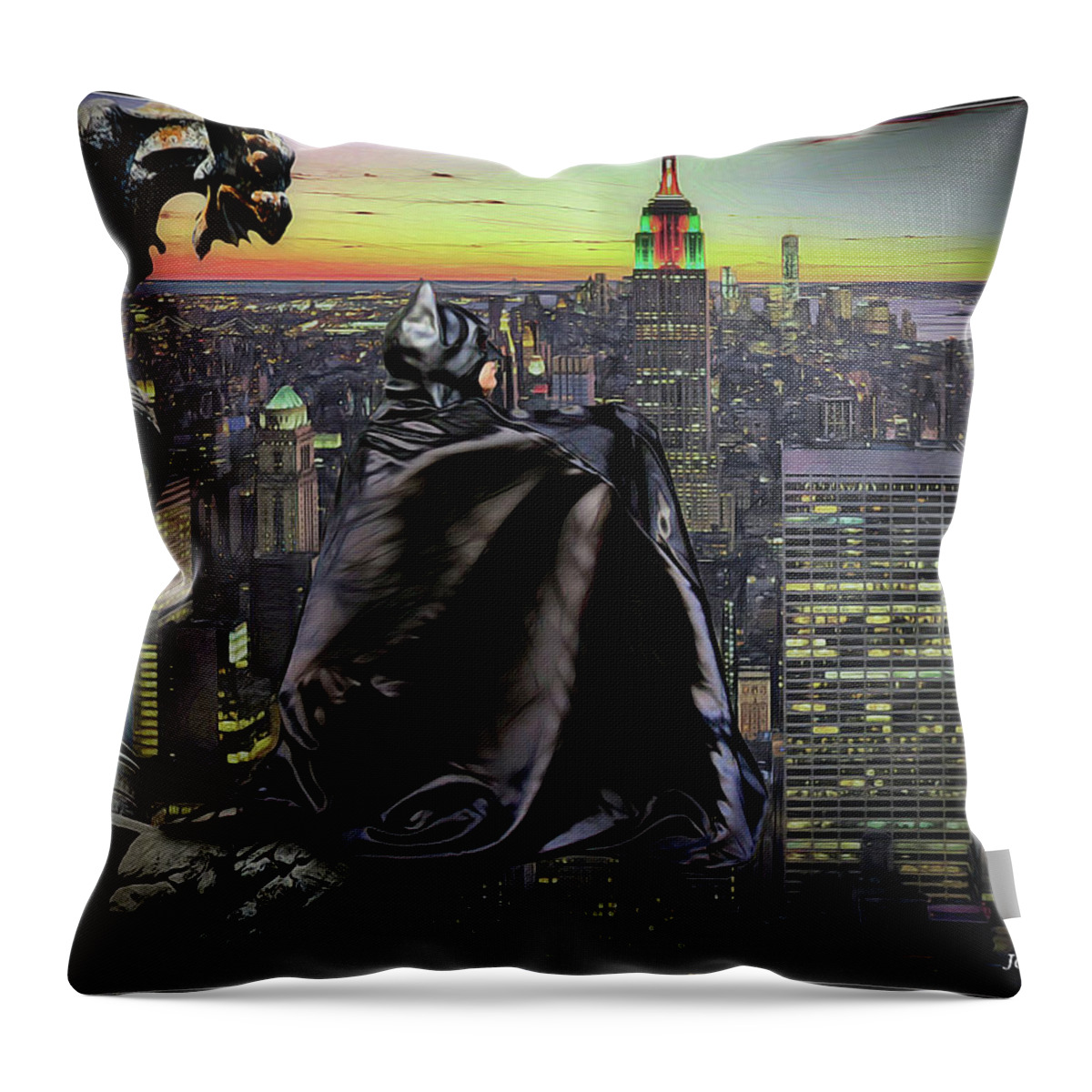 Bat Throw Pillow featuring the photograph Night Of The Bat Man by Jon Volden