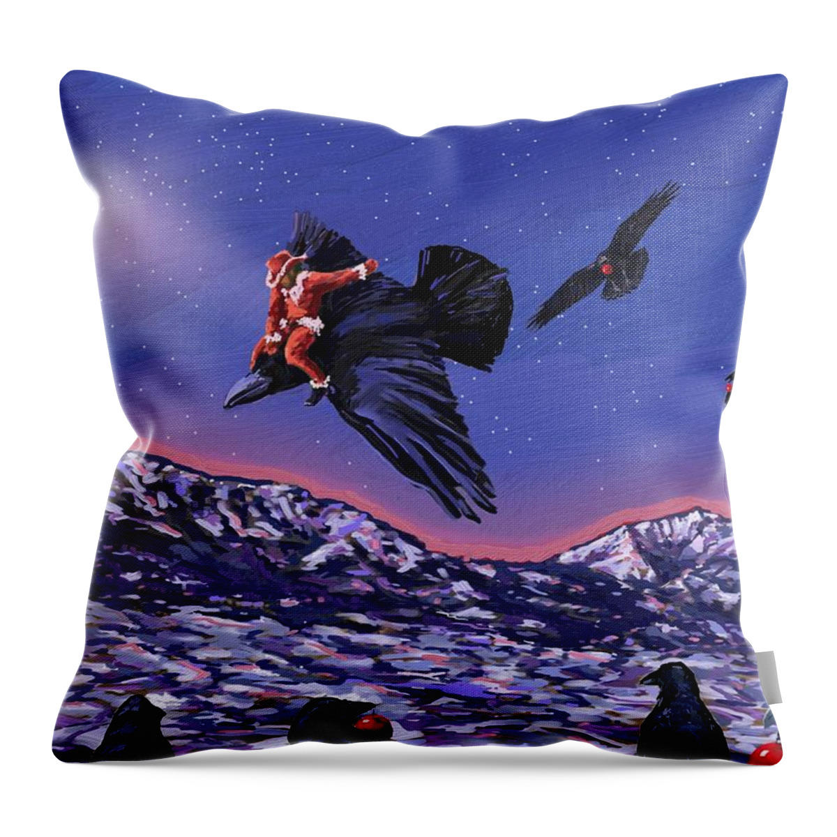 Xmas Throw Pillow featuring the digital art Santa's Scout by Les Herman