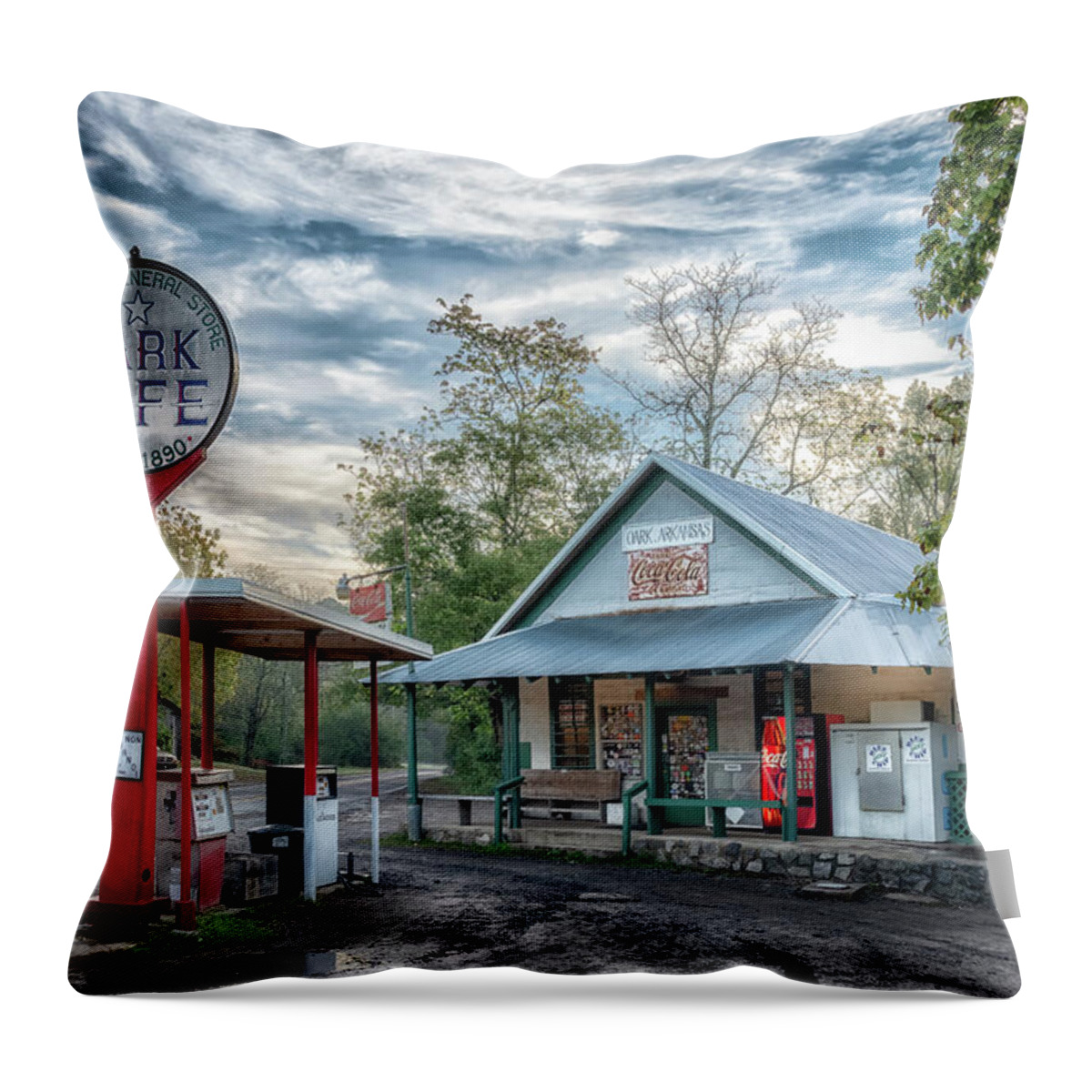 Oark Throw Pillow featuring the photograph Oark General Store by James Barber