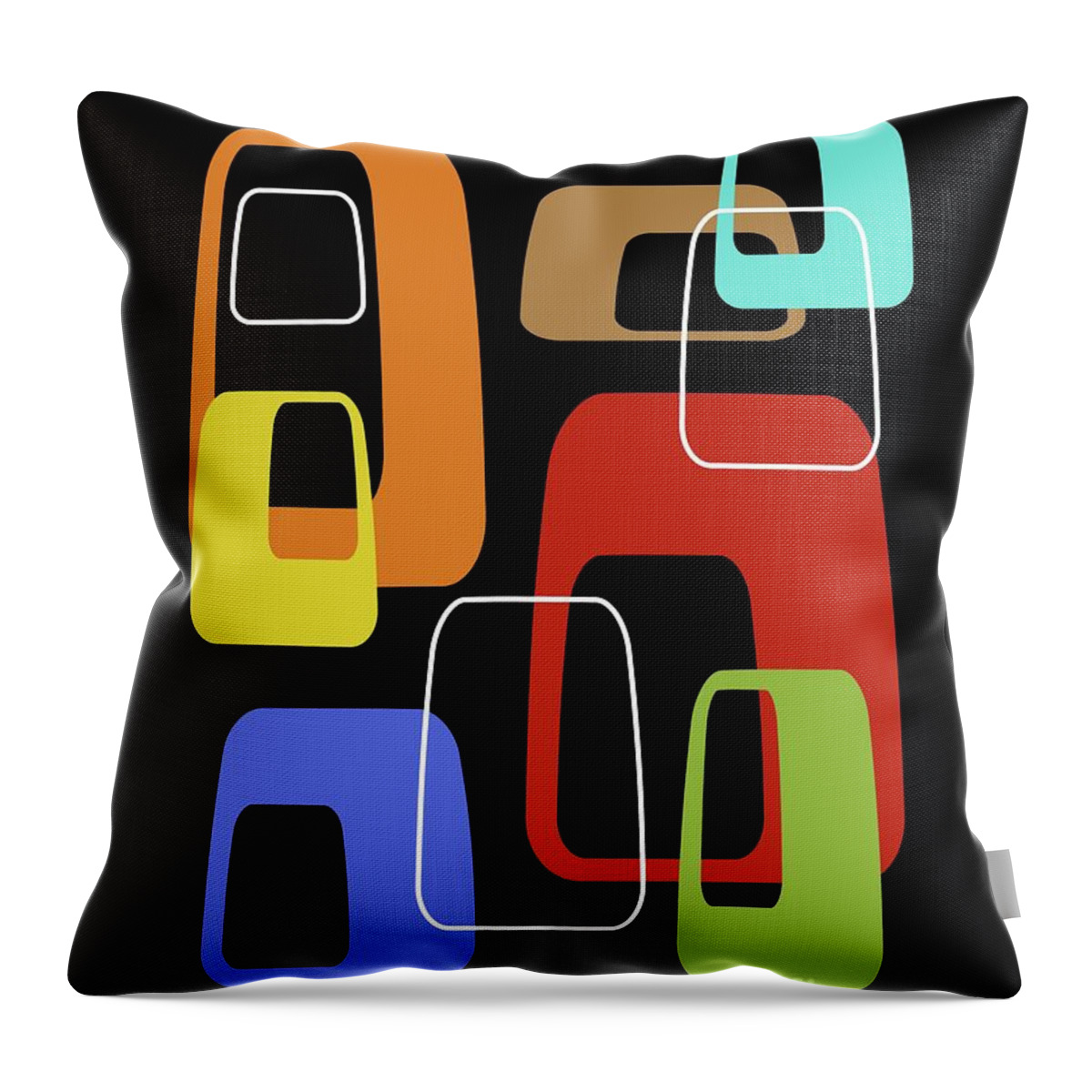  Throw Pillow featuring the digital art Oblongs on Black 4 by Donna Mibus