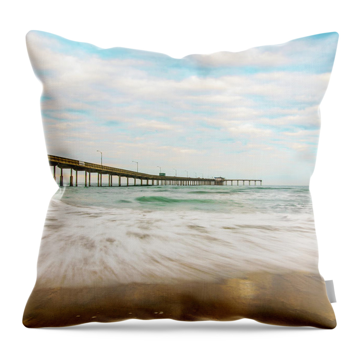 Landscape Throw Pillow featuring the photograph Ocean Beach Pier at sunrise by Local Snaps Photography