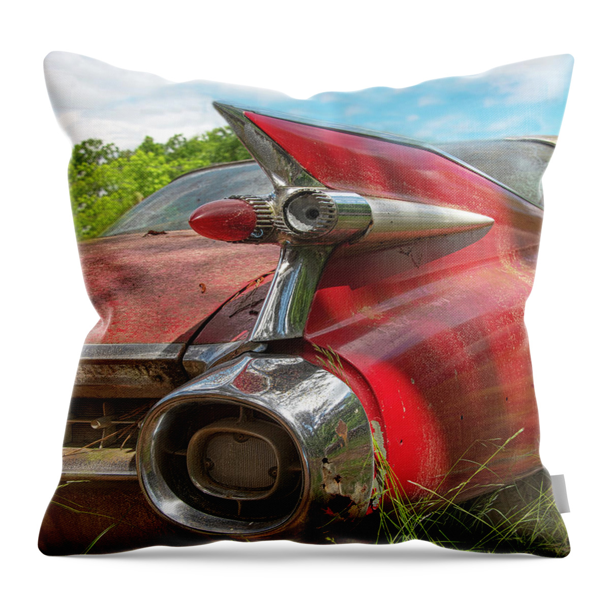 Old Car Throw Pillow featuring the photograph Old Caddie by Minnie Gallman