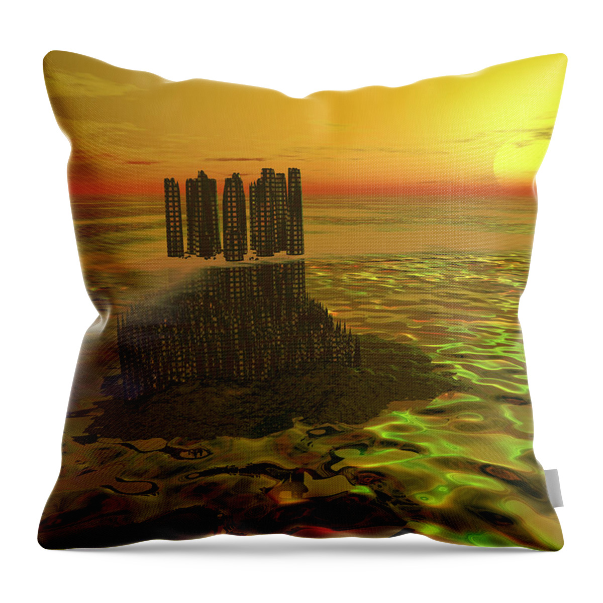 Ancient Throw Pillow featuring the digital art Old City by Bernie Sirelson