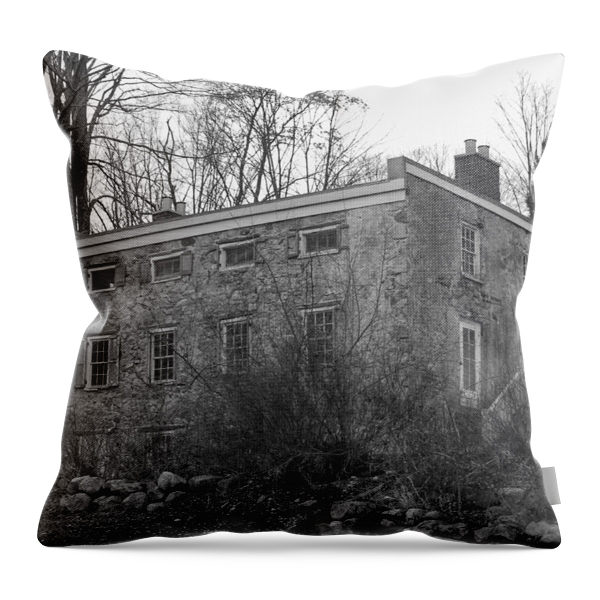 Waterloo Village Throw Pillow featuring the photograph Old Stone House - Waterloo Village by Christopher Lotito