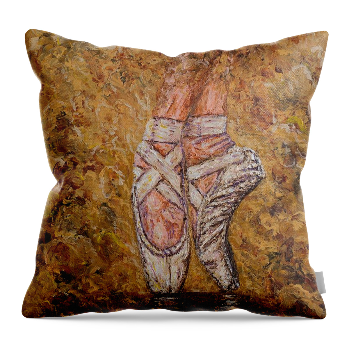 Ballet Throw Pillow featuring the painting On Pointe #2 by Linda Donlin