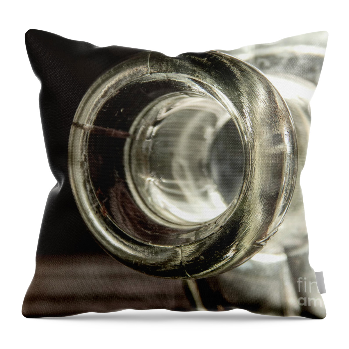Glass Bottle Throw Pillow featuring the photograph Opening of Glass Bottle by Phil Perkins
